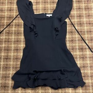 PARKER Elegant Black Ruffle Dress